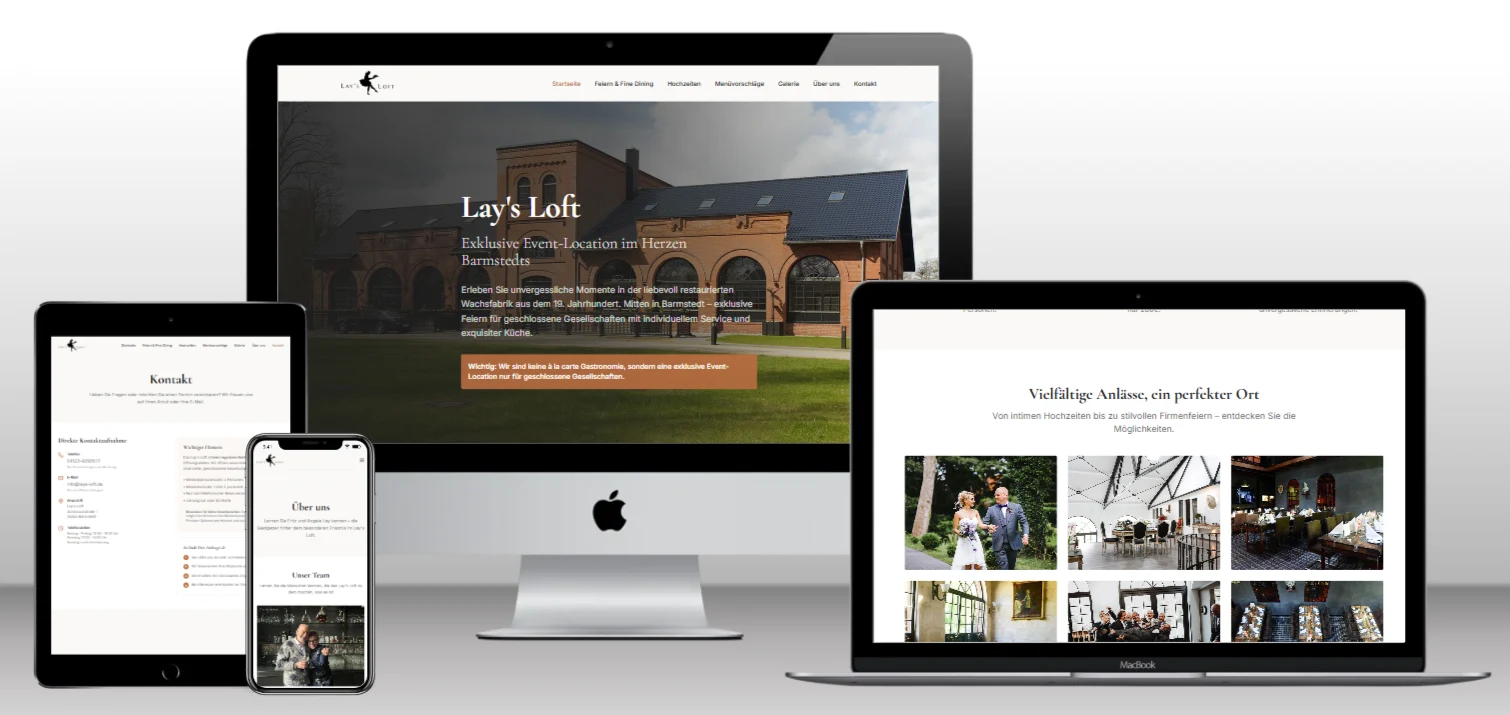 Website von Lay's Loft auf Desktop, Tablet und Smartphone